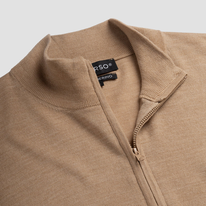 Pull Zip Up 100% Merino - Sahara Sand
