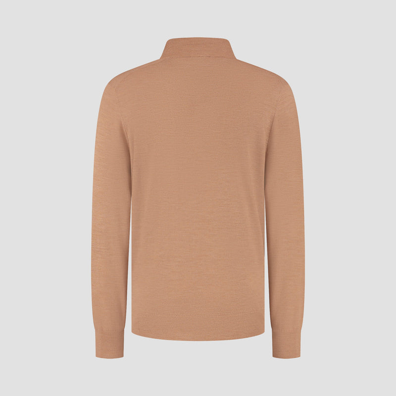 Pull Zip Up 100% Merino  - Tuscan Camel