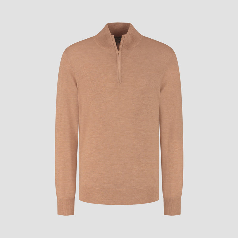 Pull Zip Up 100% Merino  - Tuscan Camel