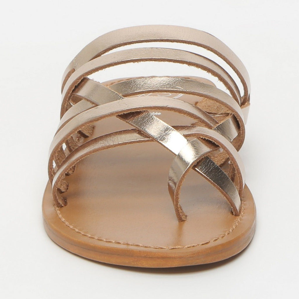 White Sun - Foners Toe-Post Mules - Gold - Women