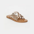 White Sun - Foners Toe-Post Mules - Gold - Women