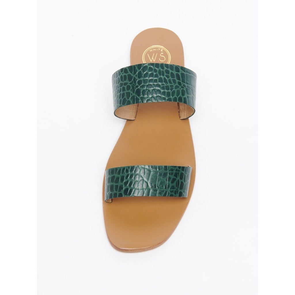 White Sun - Mules Afaitu - Croco Vert - Femme