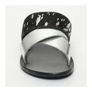 White Sun - Mules Chleo - Argent, Noir Et Feuille D'Argent - Femme