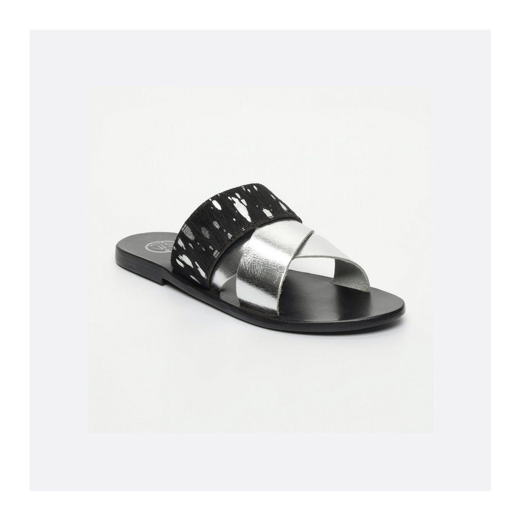 White Sun - Mules Chleo - Plateado, Negro y Pan de Plata - Mujer