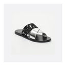 White Sun - Mules Chleo - Argent, Noir Et Feuille D'Argent - Femme