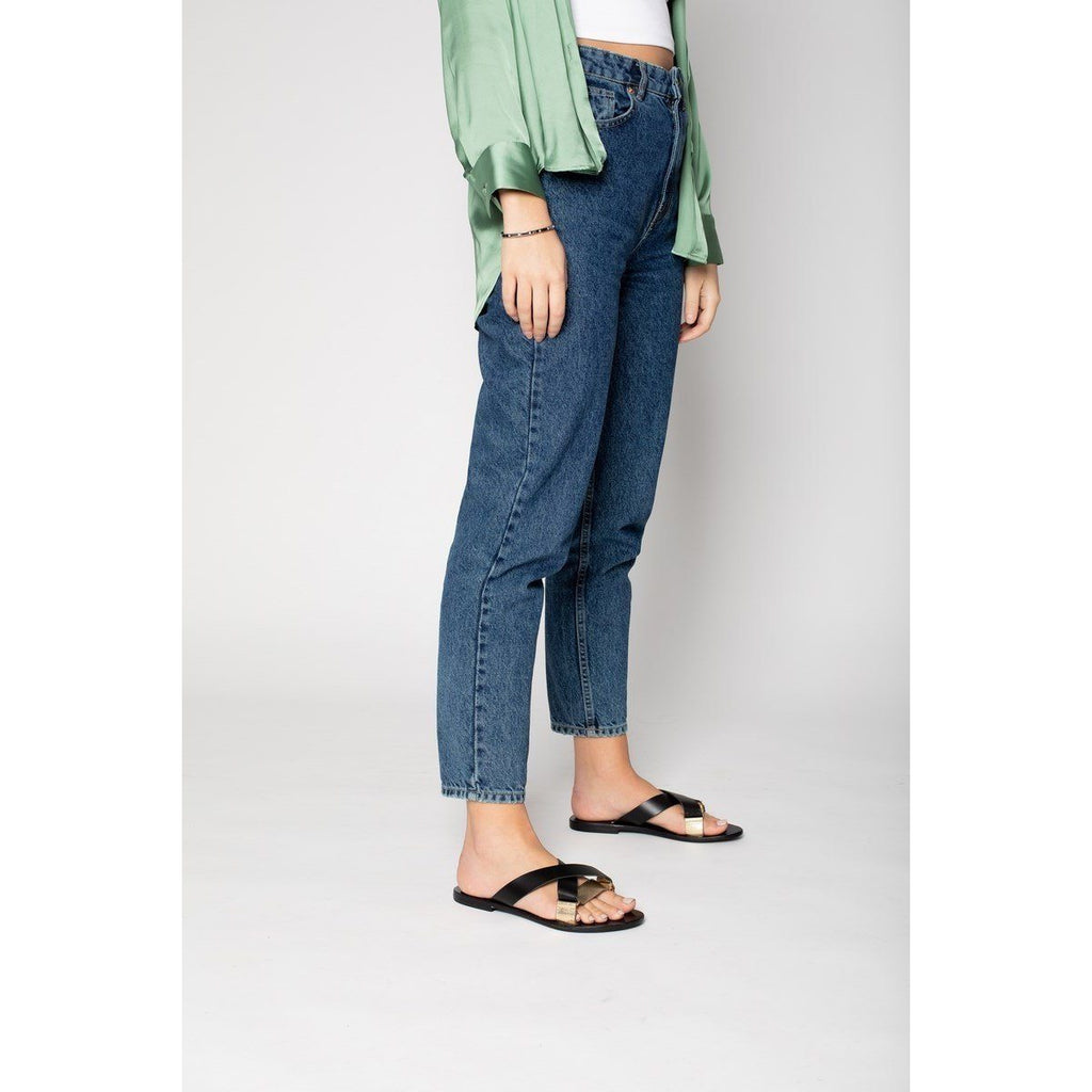 White Sun - Elly Mules - Dark Gold and Black - Women