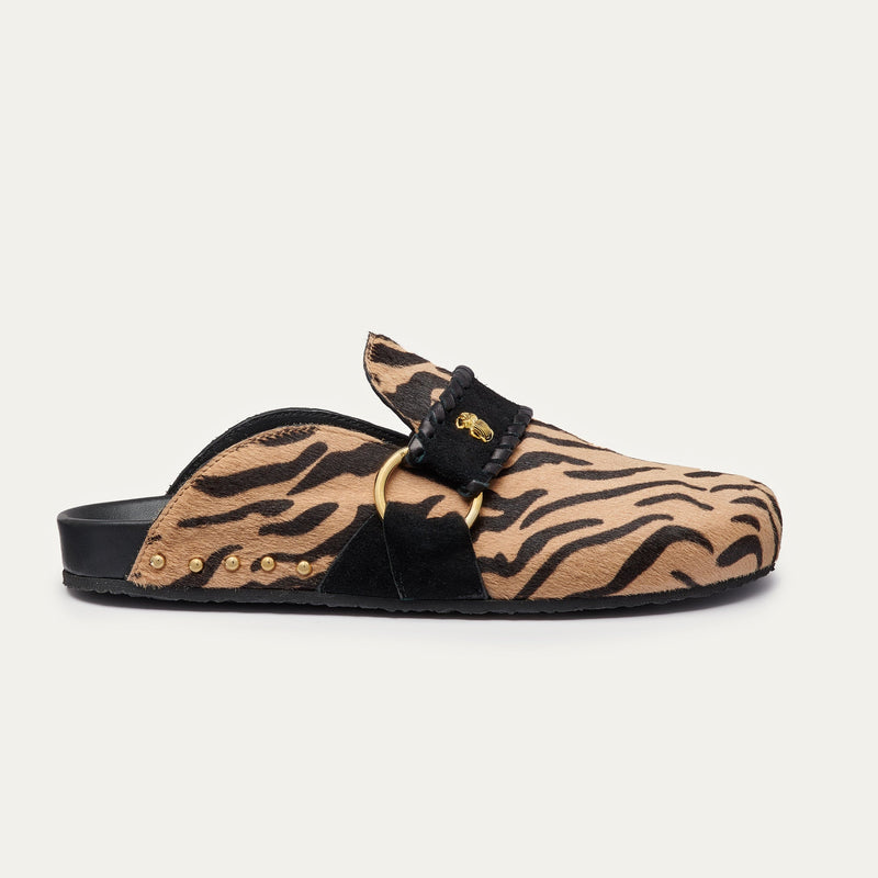 Mules Tora de piel georgette estampada
