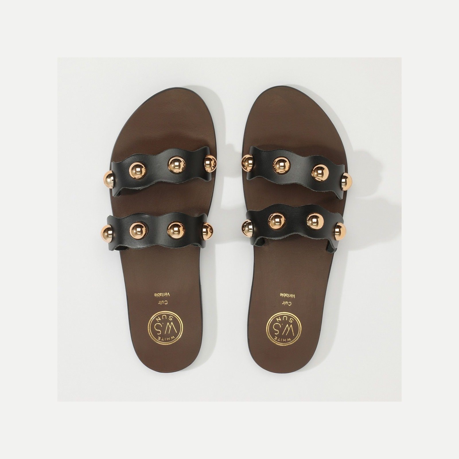 White Sun - Mules Kanoya - Black Buff - Black