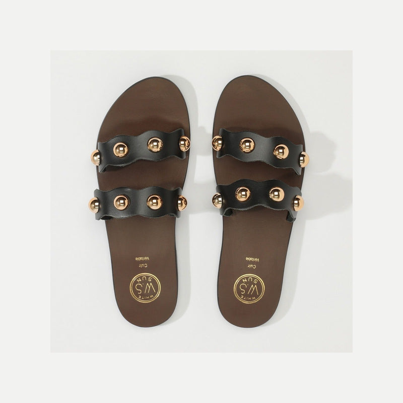 White Sun - Mules Kanoya - Black Buff - Black