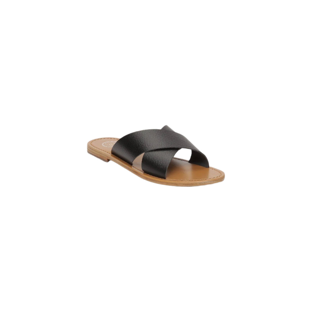 White Sun - Lanruen Mules - Black Buff Emboss Printed Leather - Black