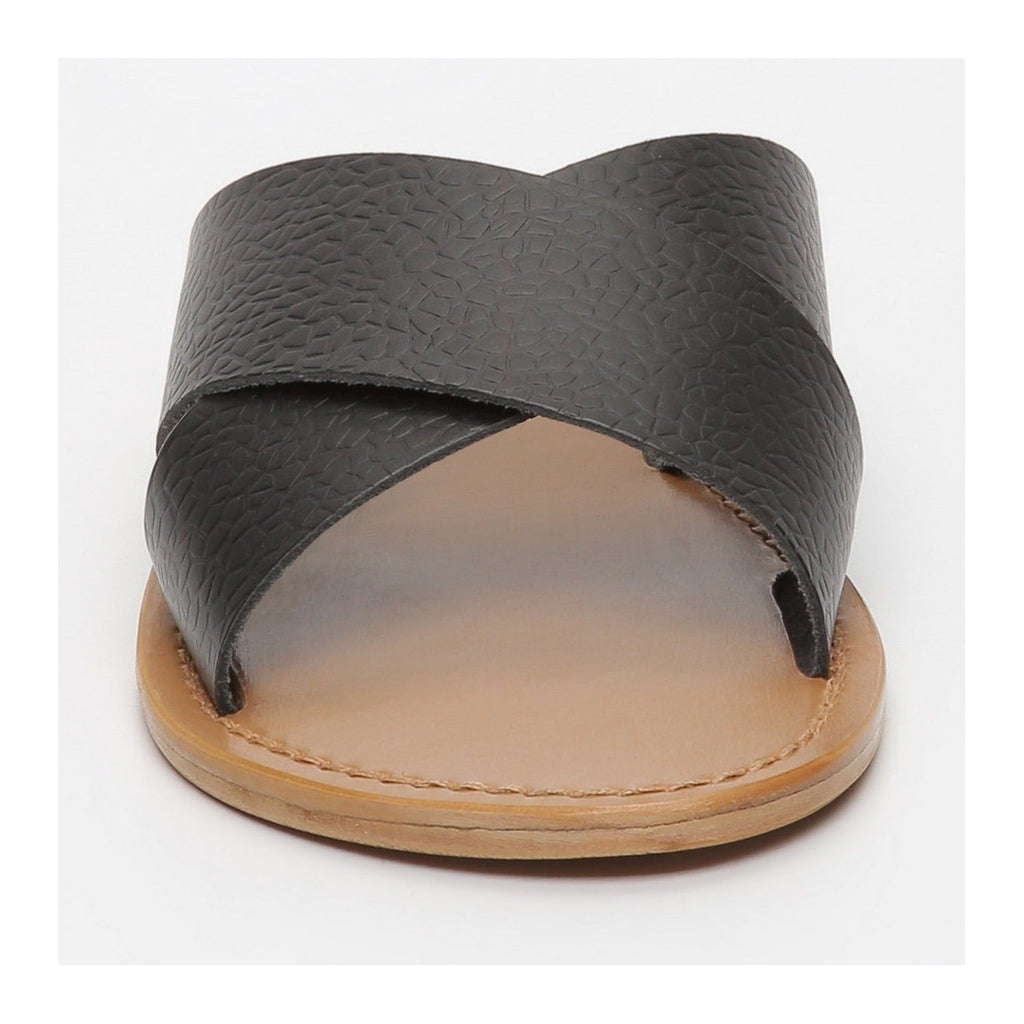White Sun - Lanruen Mules - Black Buff Emboss Printed Leather - Black