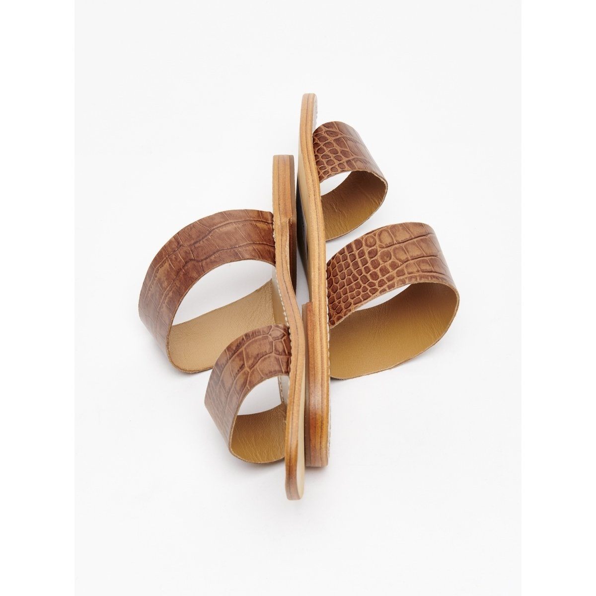 White Sun - Natica Mules - Croco Tan - Women