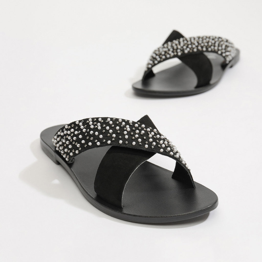 White Sun - Papiro Mules - Black - Women