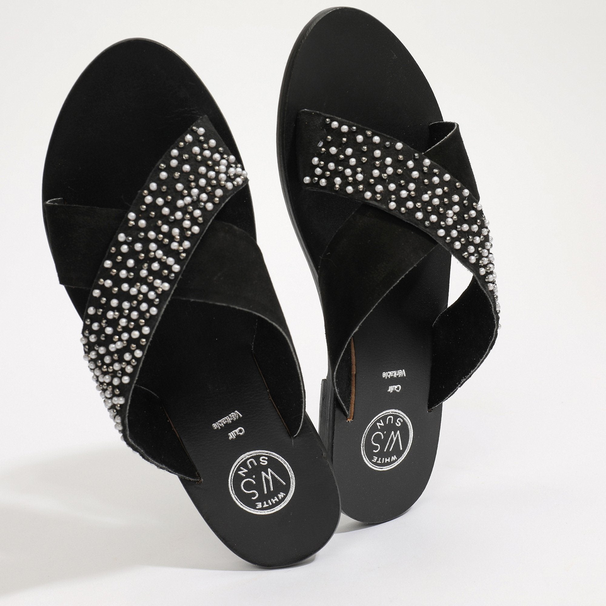White Sun - Papiro Mules - Black - Women