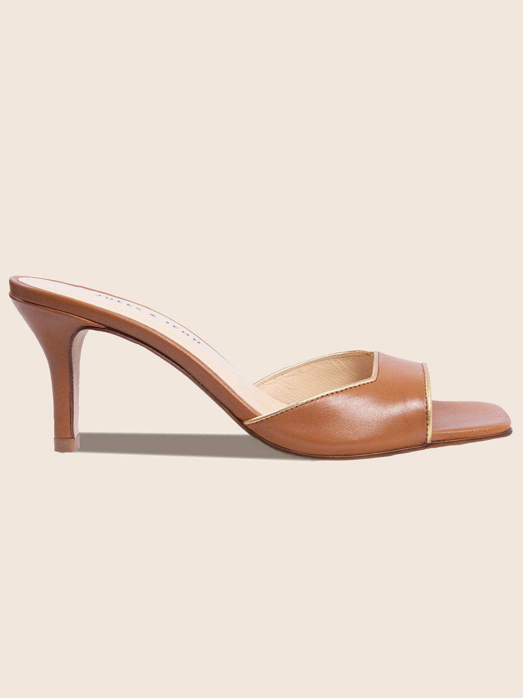 Mules Talon Fin Cuir Camel - Femme