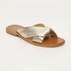 White Sun - Bansari Mules - Platinium Metallic Nappa - Gold