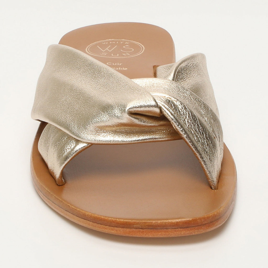 White Sun - Bansari Mules - Platinium Metallic Nappa - Gold