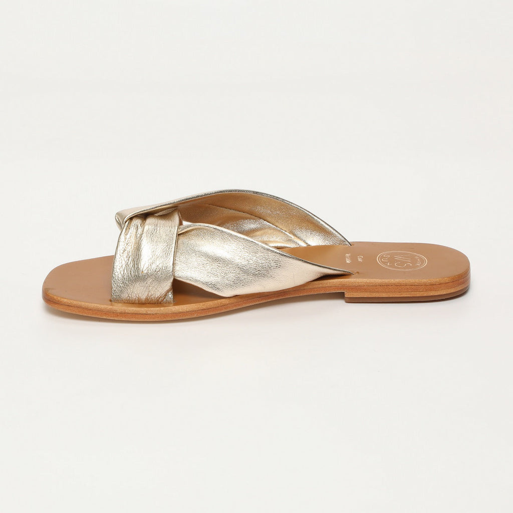 White Sun - Bansari Mules - Platinium Metallic Nappa - Gold