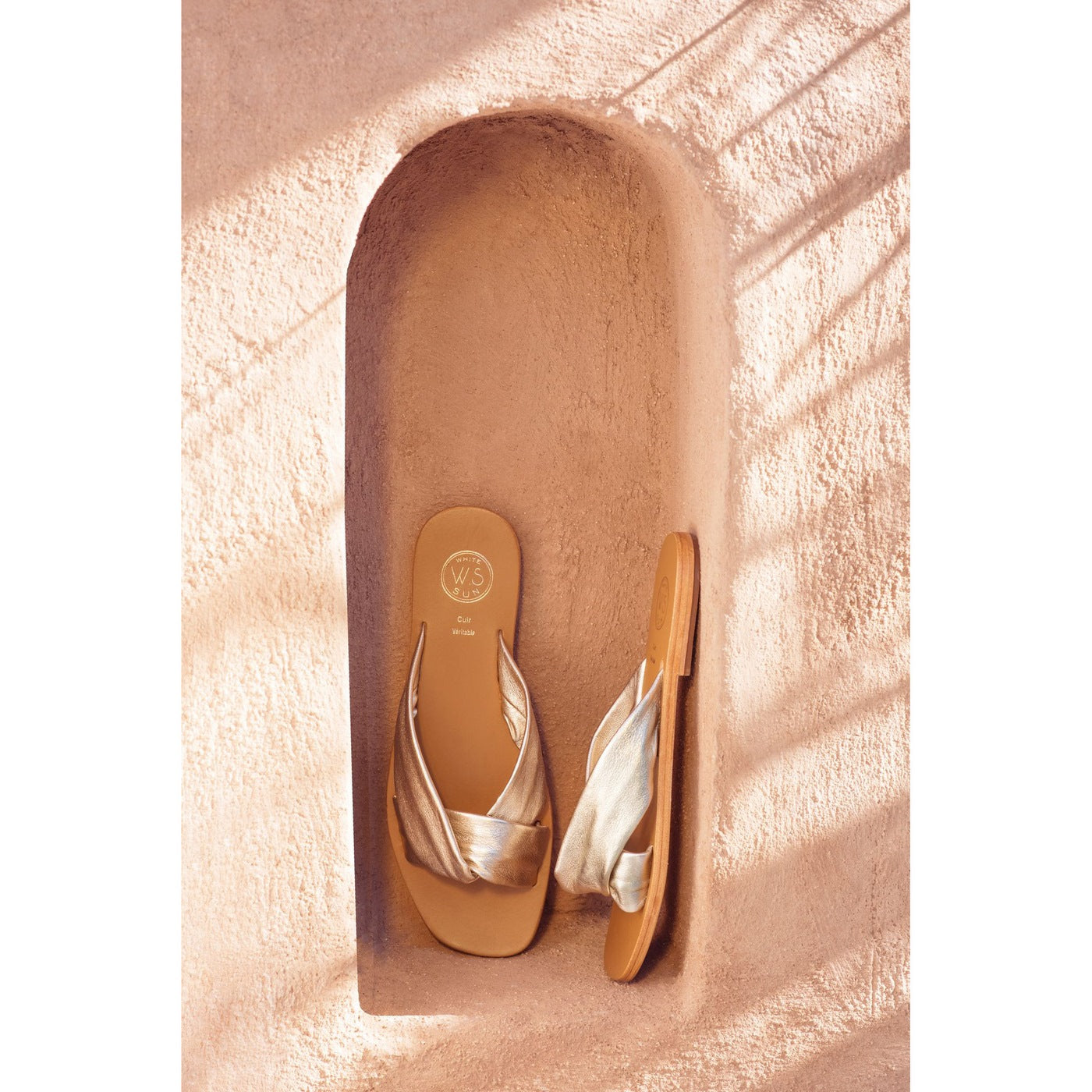 White Sun - Bansari Mules - Platinium Metallic Nappa - Gold