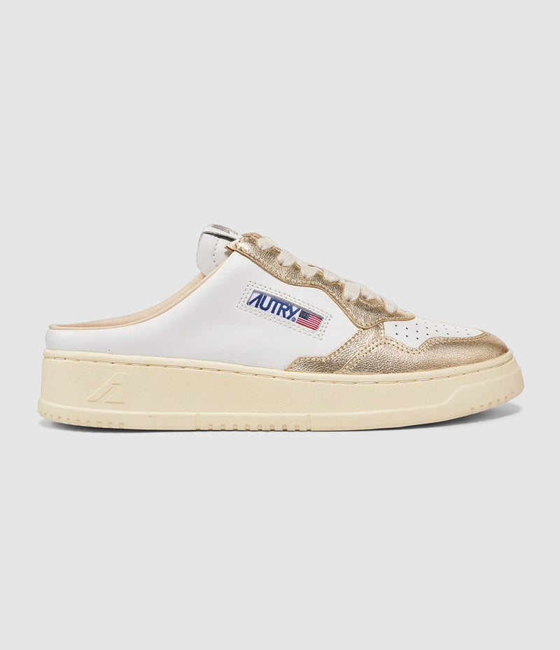 Autry - Baskets Medalist Mule Cuir Blanc, Platine - Femme