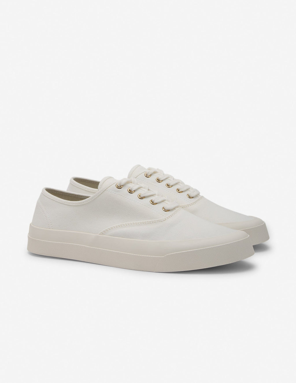 Canvas Lace-Up Sneakers - White - Women