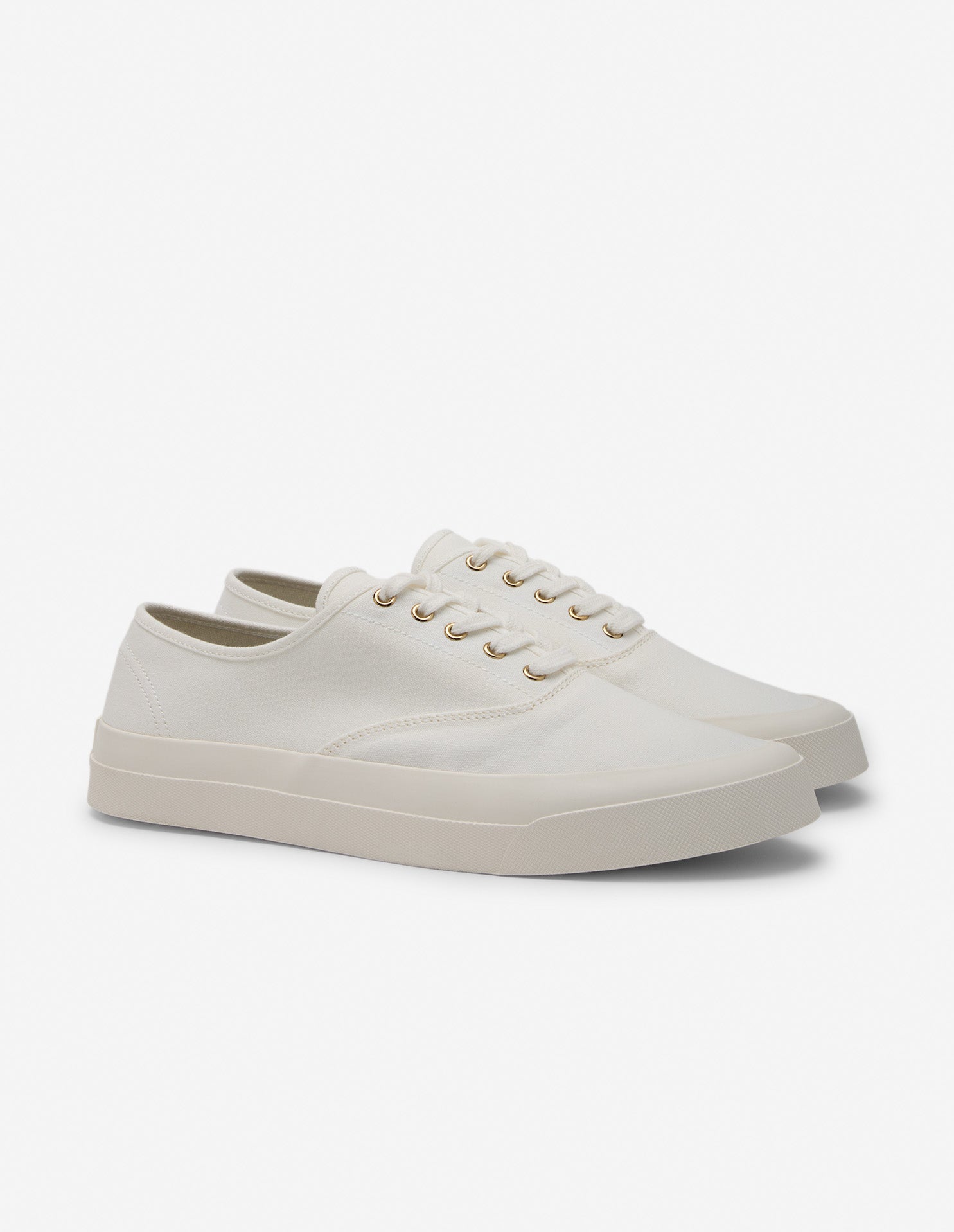 Canvas Lace-Up Sneakers - White - Women