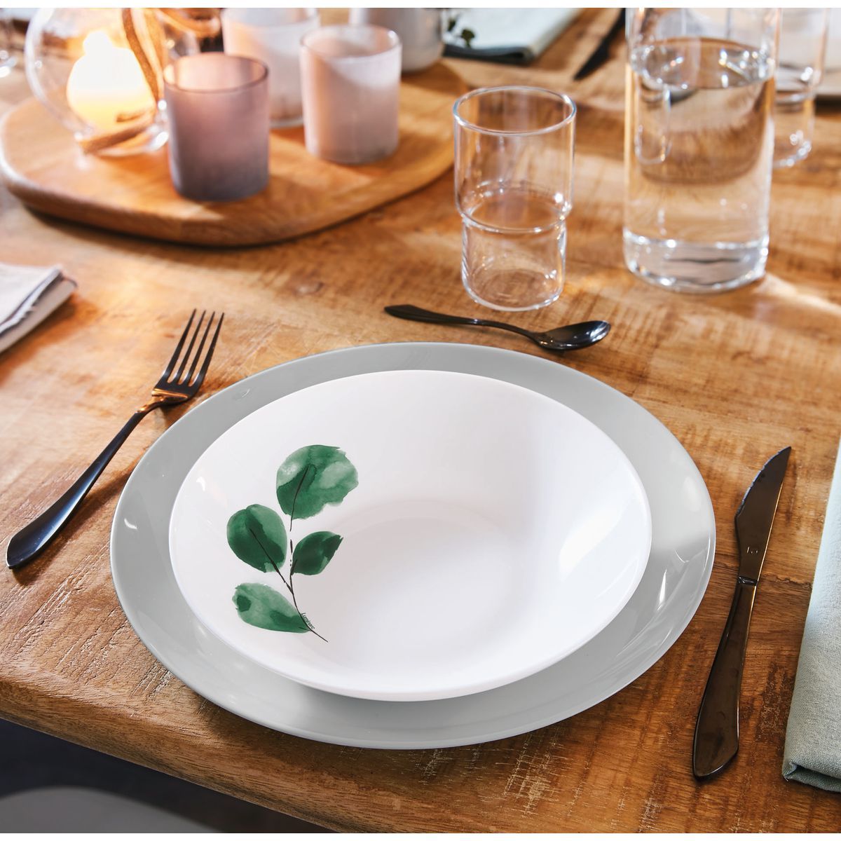 Eucalyptus - 6 Assiettes Creuses - Blanc - 20Cm - Luminarc