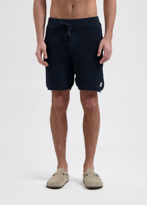 Shorts de punto de crochet - Azul marino
