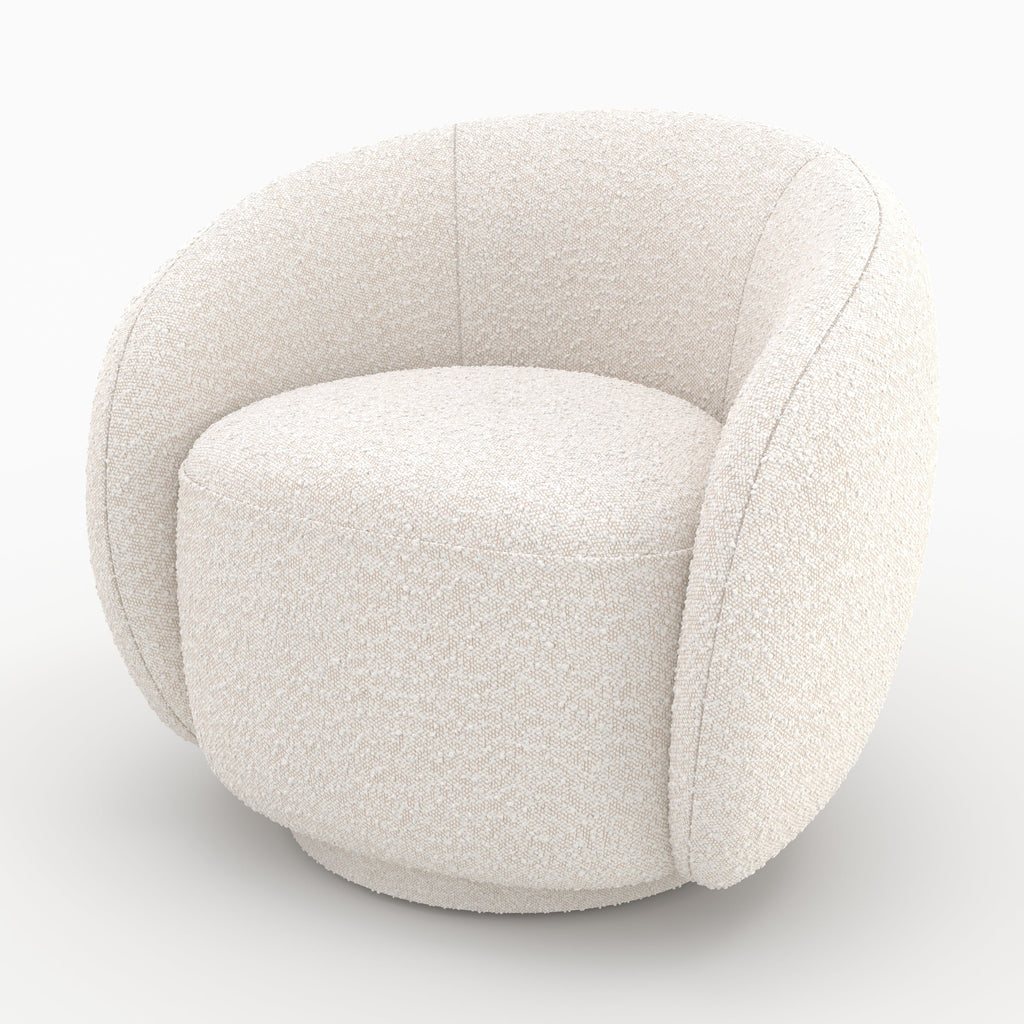 Naya - White Bouclé Fabric Armchair