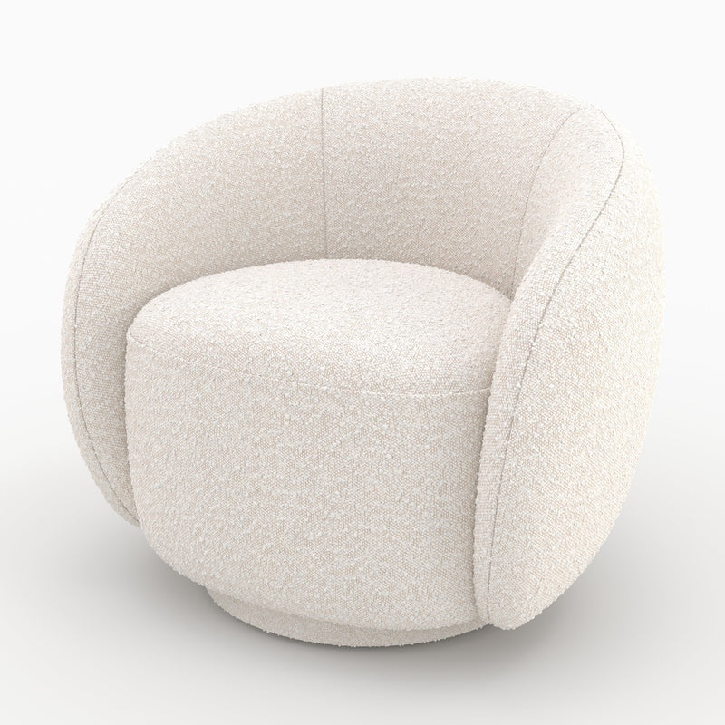 Fauteuil Naya en tissu bouclé blanc