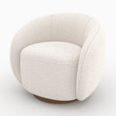 Fauteuil pivotant Naya en tissu bouclé blanc