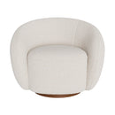 Fauteuil pivotant Naya en tissu bouclé blanc