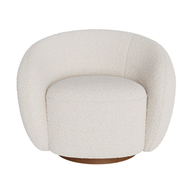 Fauteuil pivotant Naya en tissu bouclé blanc