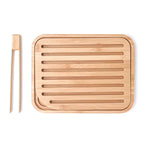 Set Tabla Para Pan Y Pinzas Para Tostadas De Bambú - Beige