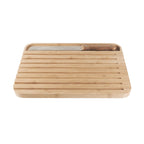 Set Tagliere E Coltello Da Pane In Bambù E Acciaio Inox - Beige