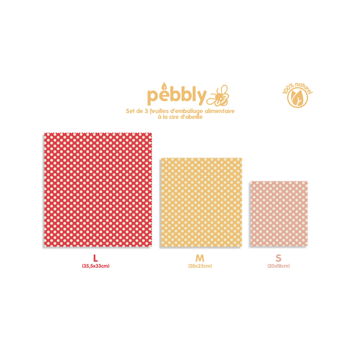 Set De 3 Feuilles D'Emballage Alimentaire À La Cire D'Abeille - Multicolore