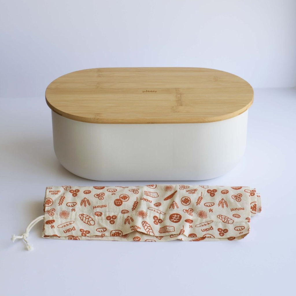 Set portapane 4 in 1 in metallo e bambù - Crema