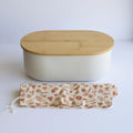Set portapane 4 in 1 in metallo e bambù - Crema