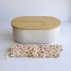 Set portapane 4 in 1 in metallo e bambù - Crema