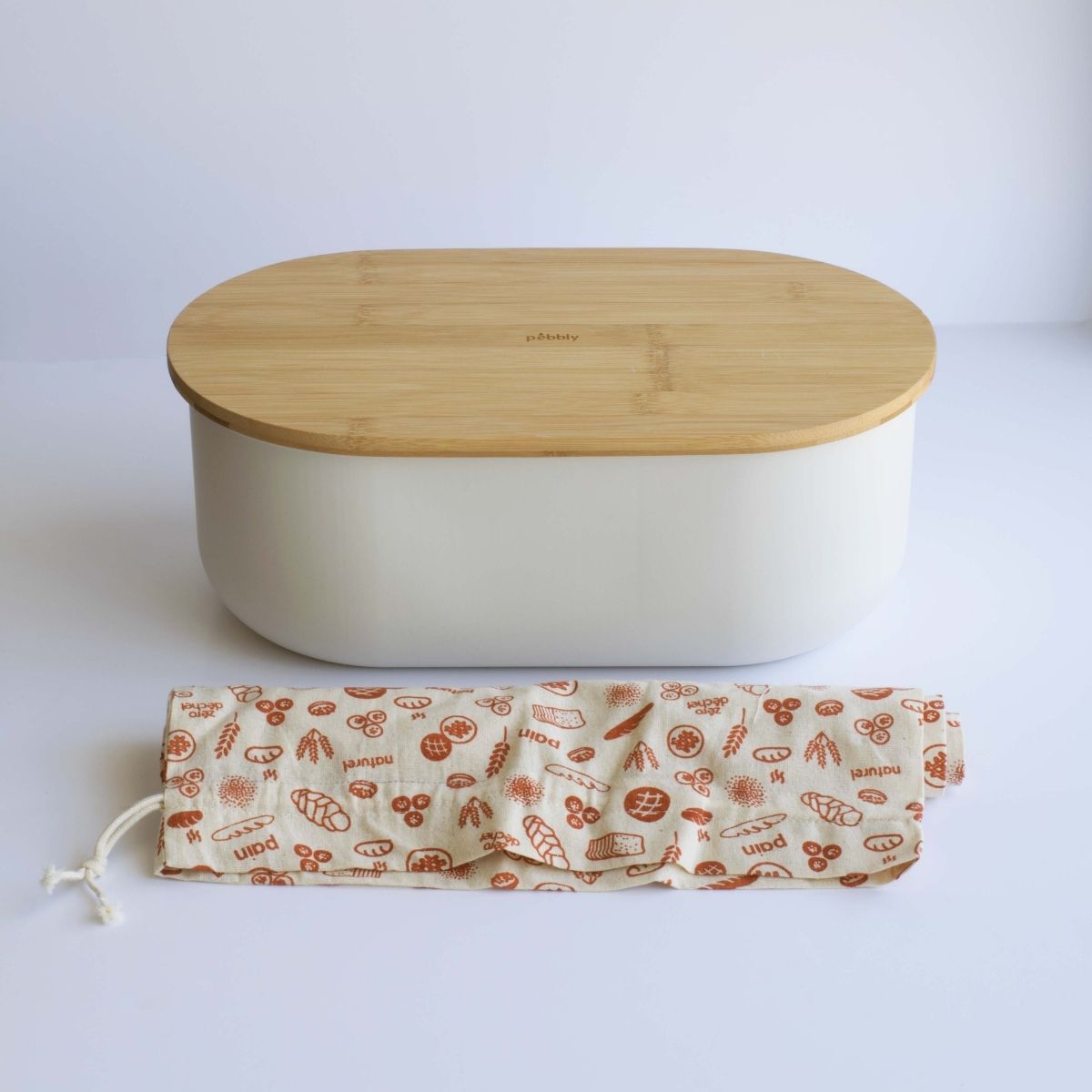 Set portapane 4 in 1 in metallo e bambù - Crema