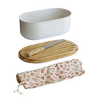 Set portapane 4 in 1 in metallo e bambù - Crema