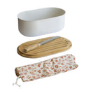 Set Boîte À Pain 4 En 1 En Métal Et Bambou Crème - Crème, Beige