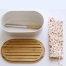 Set Boîte À Pain 4 En 1 En Métal Et Bambou Crème - Crème, Beige