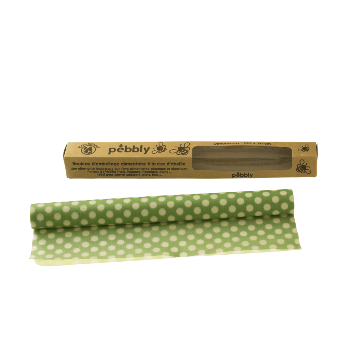 Rouleau D'Emballage Alimentaire À La Cire D'Abeille - Vert