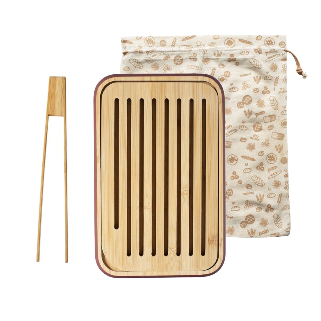 Set Du Boulanger : Planche À Découper, Pince À Toast Et Sac À Pain - Beige, Chocolat