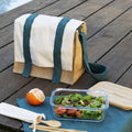 Borsa Pranzo a Tracolla in Cotone Biologico - Blu Petrolio