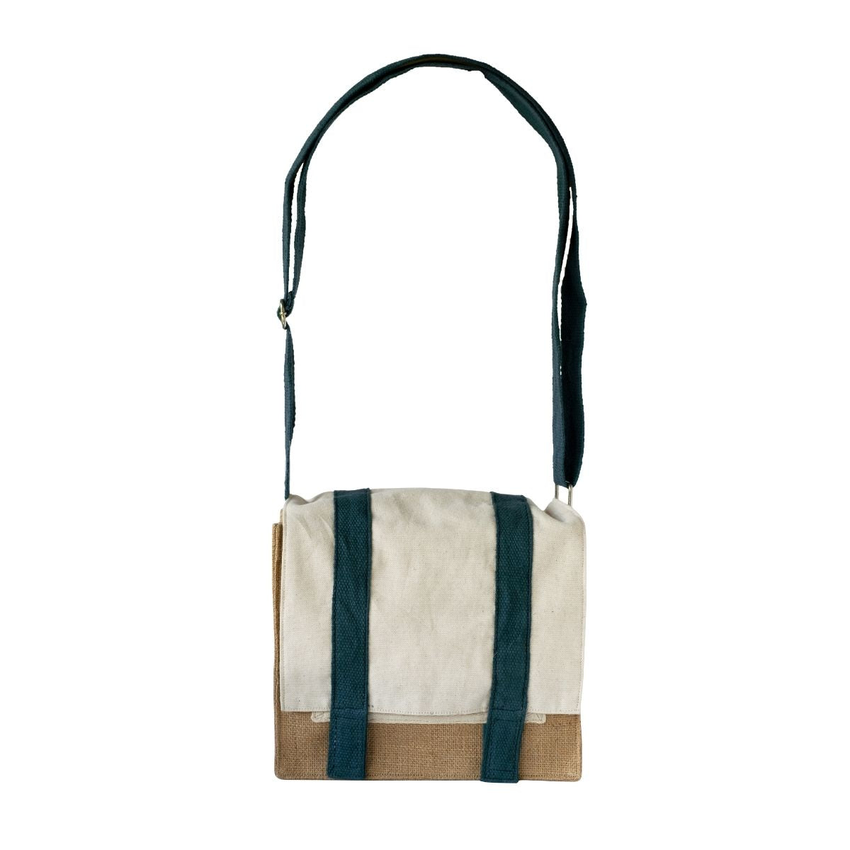 Borsa Pranzo a Tracolla in Cotone Biologico - Blu Petrolio