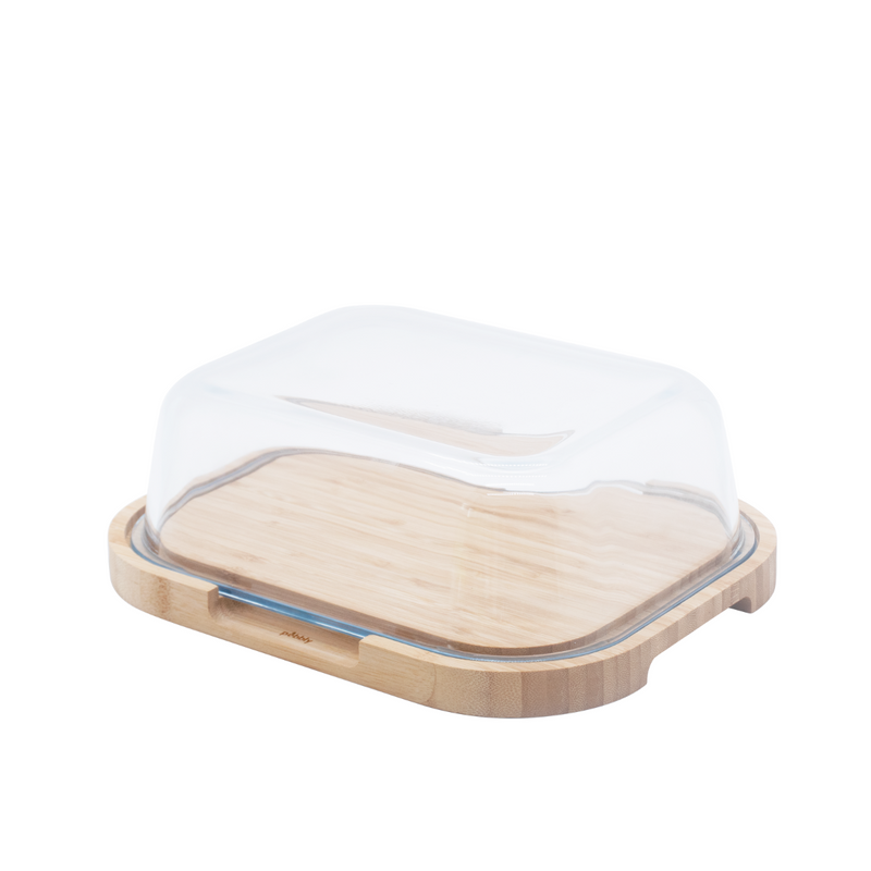 Boîte À Fromage En Verre Et Bambou - Transparent