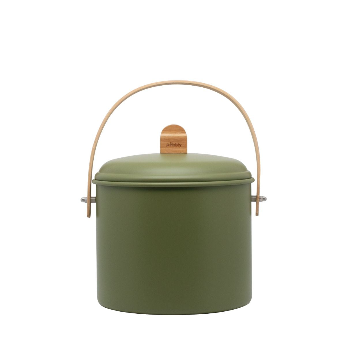 Cubo de Compost Interior de Acero con Asa de Bambú - 7 Litros - Verde