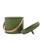 Cubo de Compost Interior de Acero con Asa de Bambú - 7 Litros - Verde